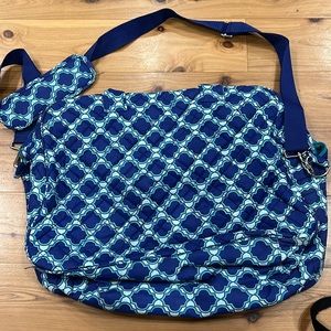 Large Lilly Reese navy turquoise bag with straps